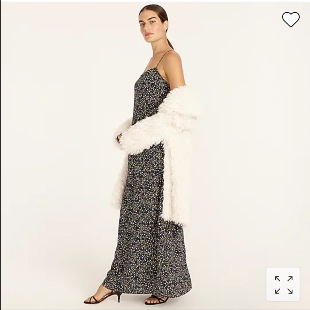 JCrew- Ruffle Back Silk Dress in Starry Night - Size 8